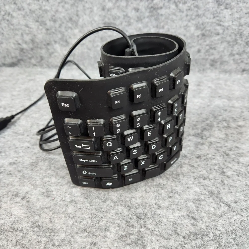 Flexible Roll Up Keyboard Black USB Wired Waterproof Portable Silent Slim TESTED